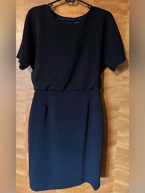 Banana Republic Black Midi Blouson Sheath Dress Size 4